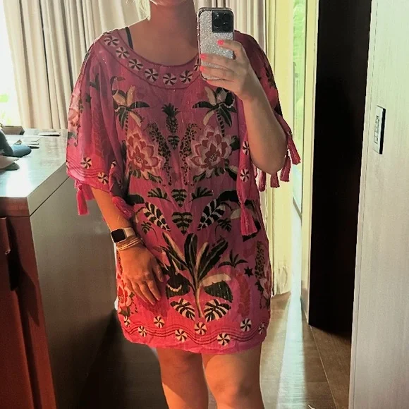 FARM Rio Pink and Red Floral Tunic - Picture 2 of 5